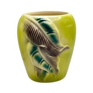 Royal Copley Vase Mid-Century Anthurium Leaves Lime Green Pottery Vintage 1950